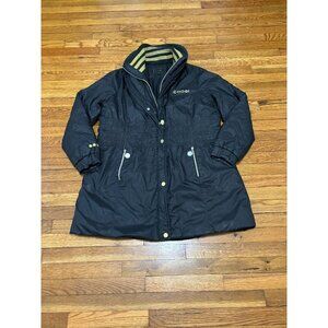 Coogi Womens Parka Jacket Size 2X Black w/ Gold Trim Embroidered Studded Logo
